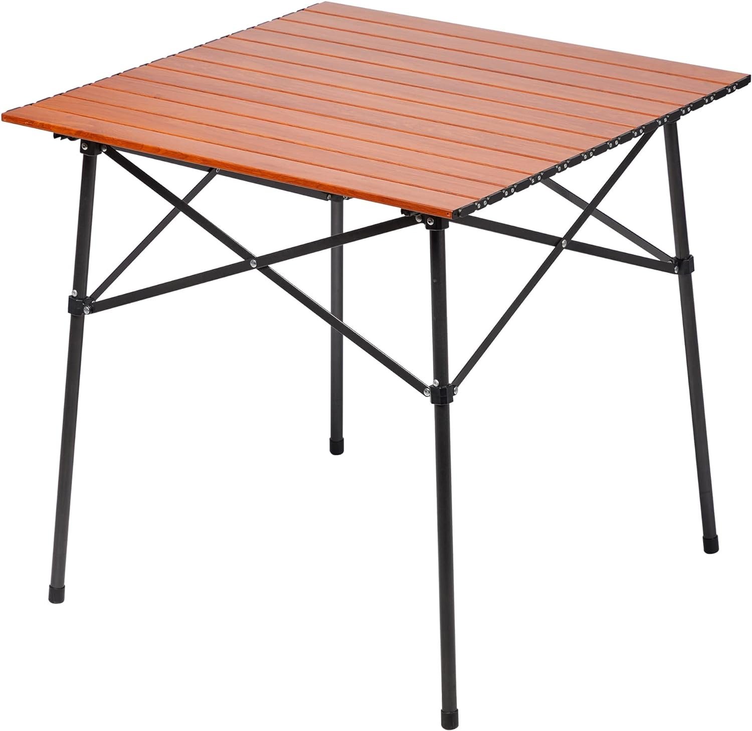 PORTAL Lightweight Aluminum Folding Square Table Roll Up Top 4 People Compact Table with Carry Bag for Camping, Picnic, Backyards, BBQ