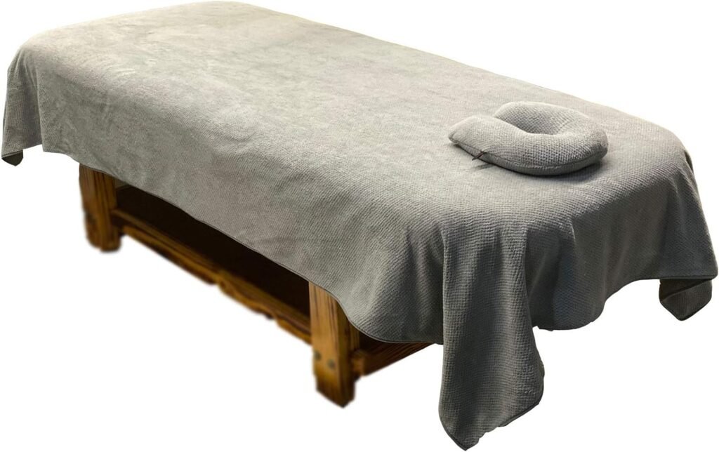 Ranmeng Beauty Bedsheet Professional Massage Linens Soft Spa Sheet Salon Table Cover with Hole and Face Pillow (Gray)