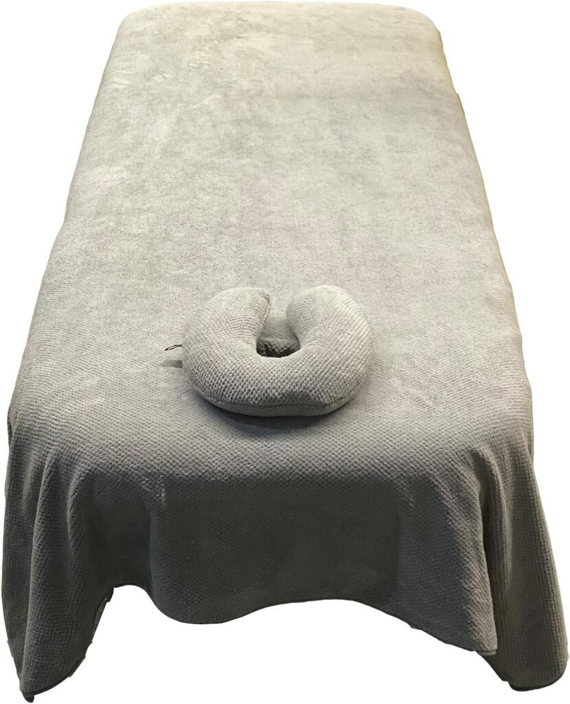 Ranmeng Beauty Bedsheet Professional Massage Linens Soft Spa Sheet Salon Table Cover with Hole and Face Pillow (Gray)