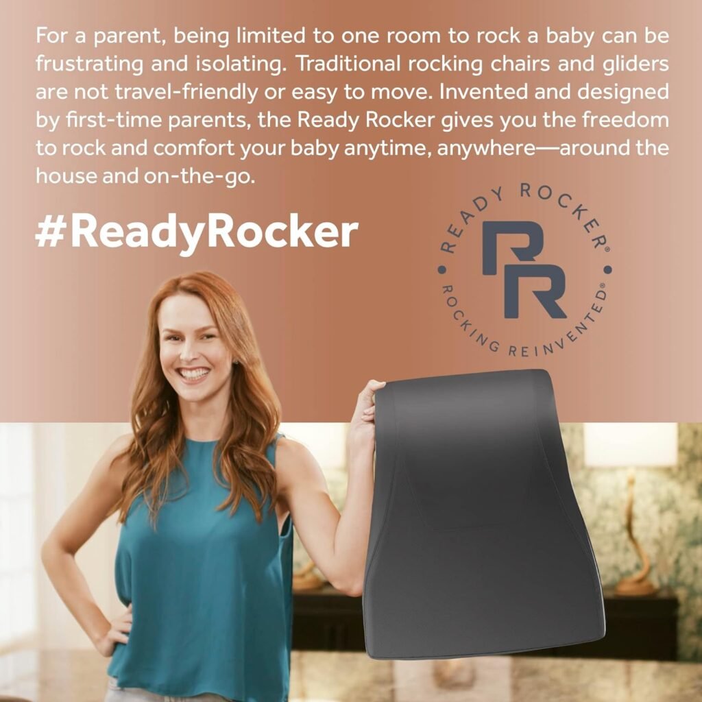 READY ROCKER Portable Rocking-Chair - Ideal for Nursery Furniture, Home-Office-Chair-Outdoor-Use, Travel for Moms, Dads, Seniors - Replaces Need for Glider - Baby Registry-Shower Gift | Carbon