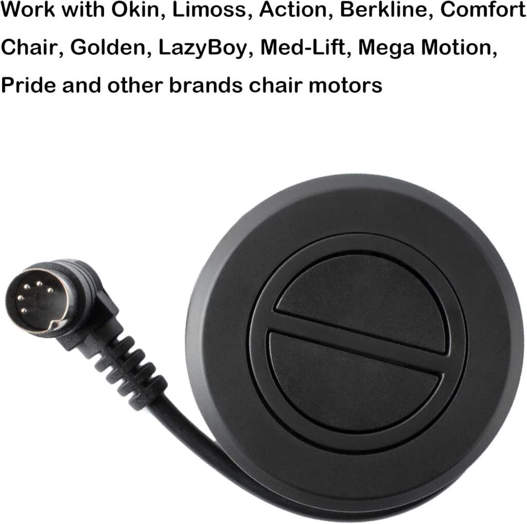 Recliner Switch with 2 Button 5 Pin Plug for Electric Sofa Recliner Lift Chair Electric Handset Control Replacement