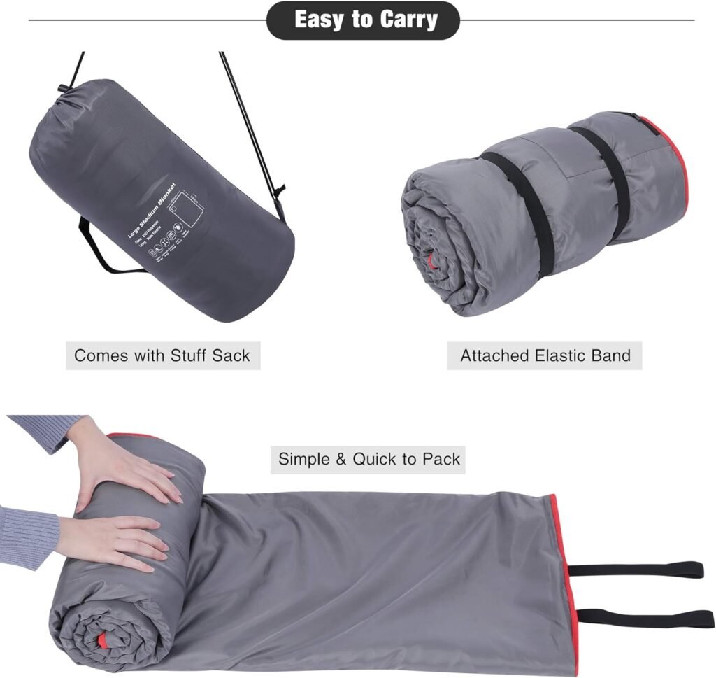 REDCAMP Large Waterproof Stadium Blanket for Cold Weather, Soft Warm Fleece Camping Blanket Windproof for Outdoor Sports, Dark Blue