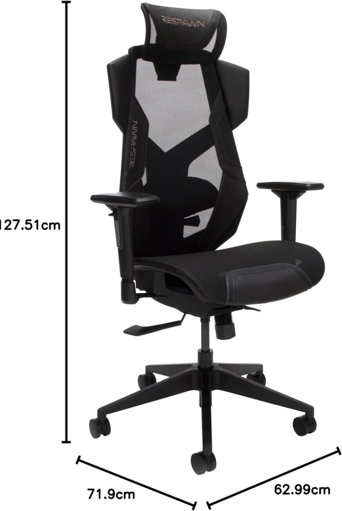 RESPAWN FLEXX Gaming Chair Mesh Ergonomic High Back PC Computer Desk Office Chair - Adjustable Lumbar Support, Seat-Slide, 115 Degree Syncro-Tilt Recline, 2D Armrests  Headrest, 300lb Max - Grey