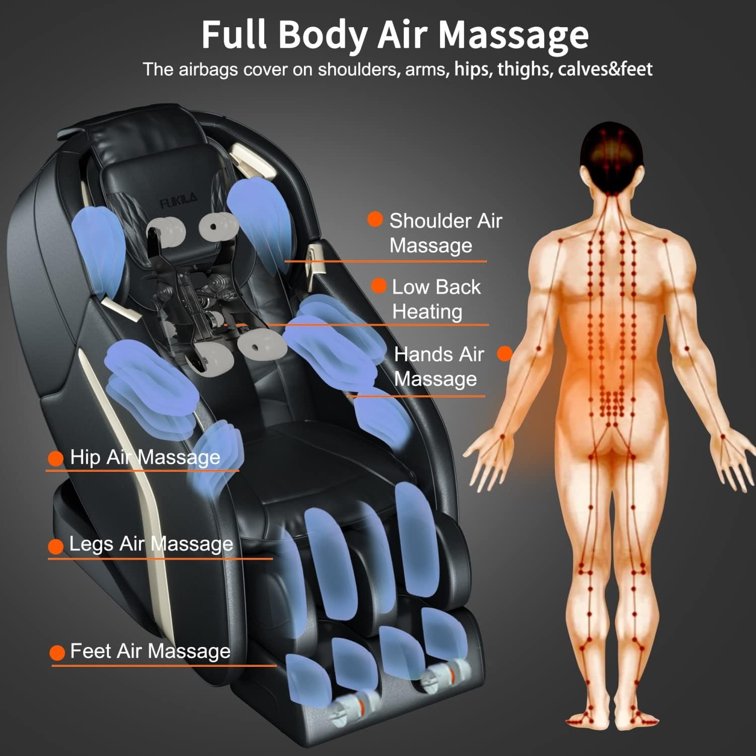 rilassa Massage Chair,Zero Gravity Chairs,SL-Track Full Body Shiatsu Chair Recliner with Anion,APP Control Massager,Bluetooth Speaker,LED,Heating,Foot Roller 4d (Black), YL09