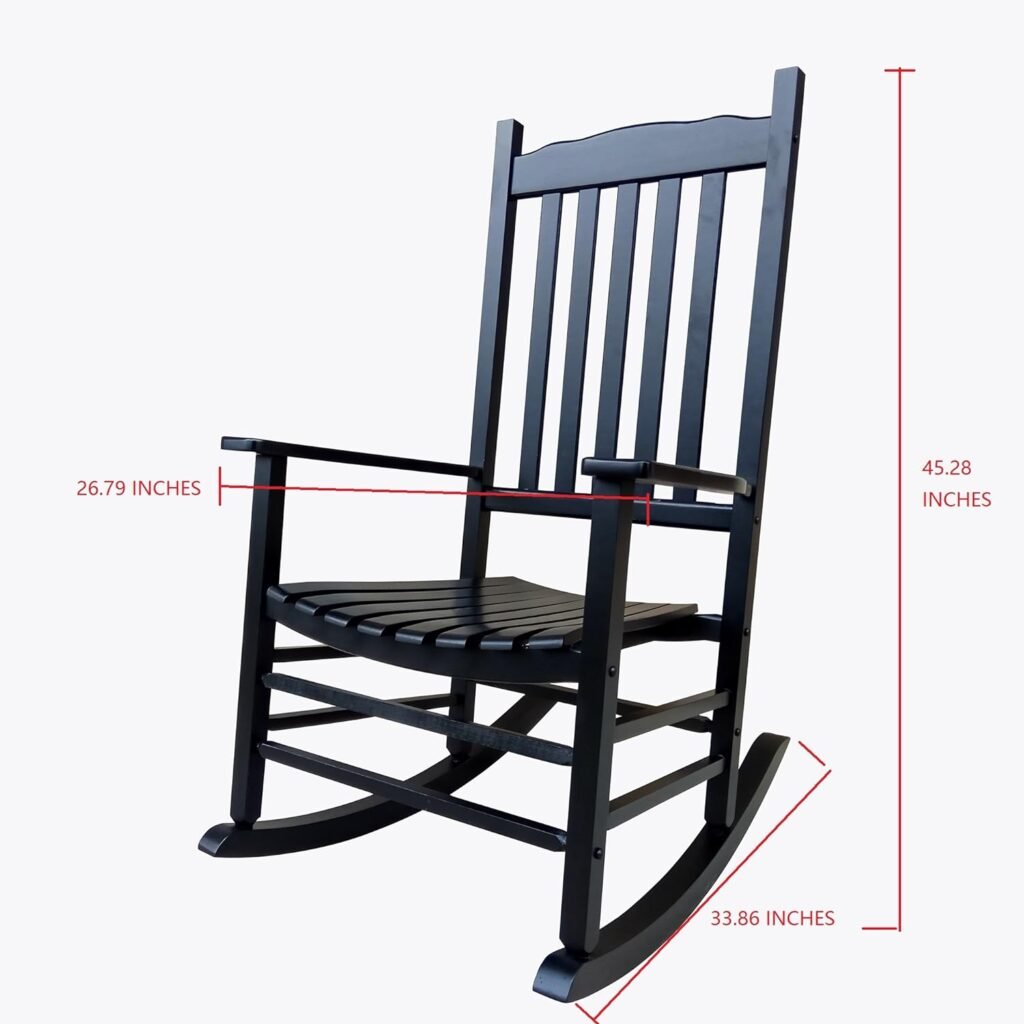 Rocking Rocker - S001BK Black Wood Porch Rocker/Outdoor Rocking Chair with Side Table - Set of 2 pcs with Good Price!!!