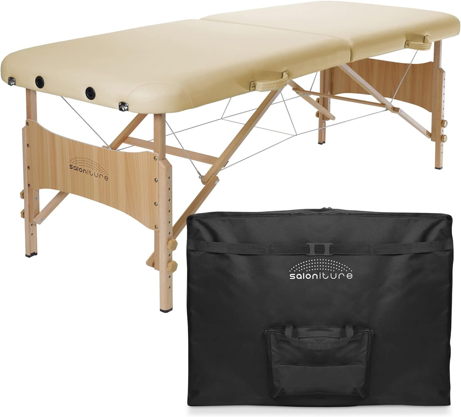 Saloniture Basic Portable Folding Massage Table - Cream