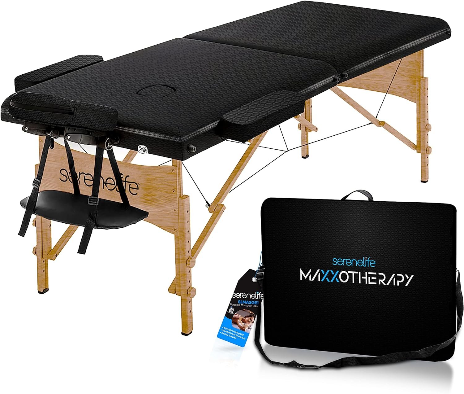 SereneLife Serene-Life (SLMASGE1) Massage Table, 83.9x27.56x25.5 Inch (Pack of 1), Brown