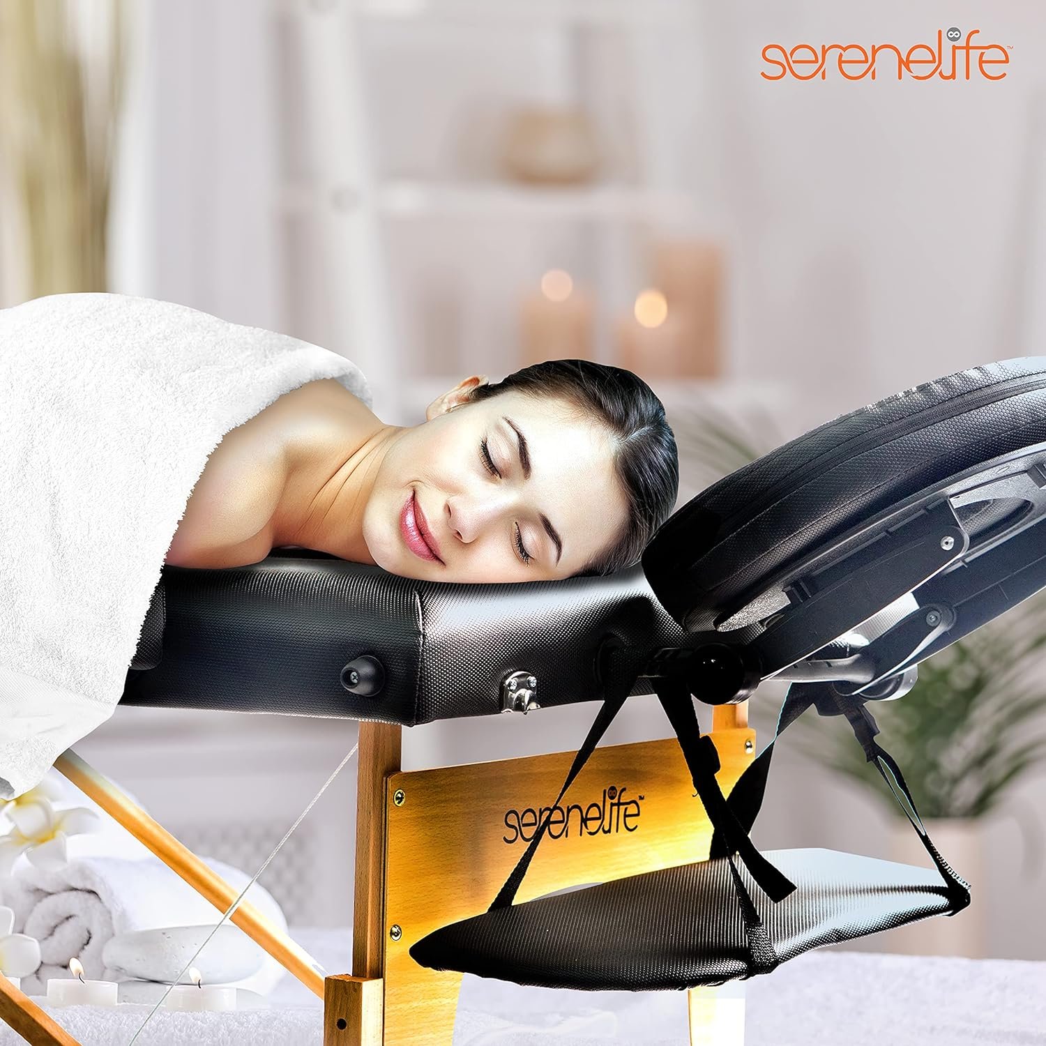 SereneLife Serene-Life (SLMASGE1) Massage Table, 83.9x27.56x25.5 Inch (Pack of 1), Brown