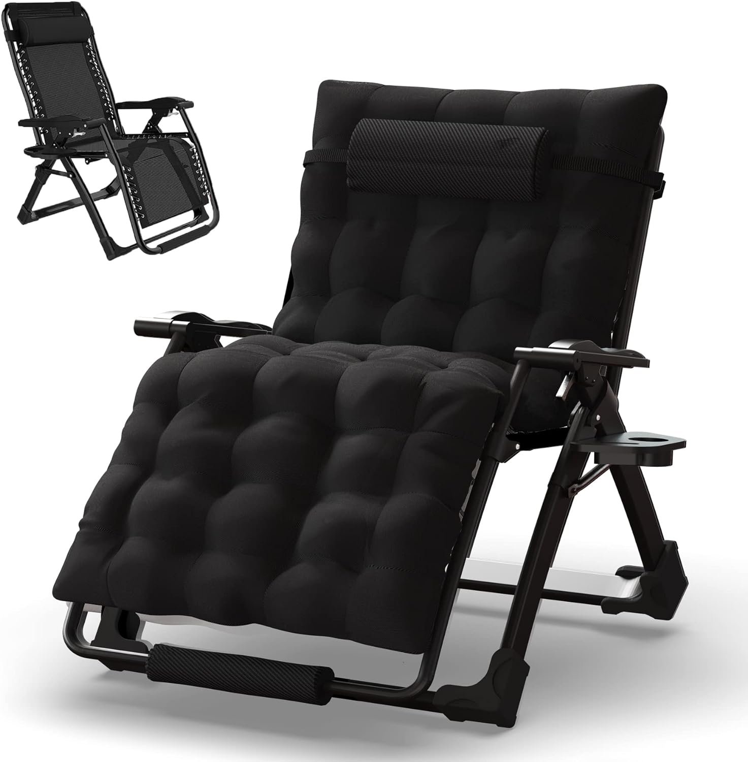 soliles Oversized XXL 30 in Zero Gravity Chair, Reclining Lounge Chair with Removable Cushion  Tray for Indoor and Outdoor, Ergonomic Patio Recliner Folding Reclining Chair