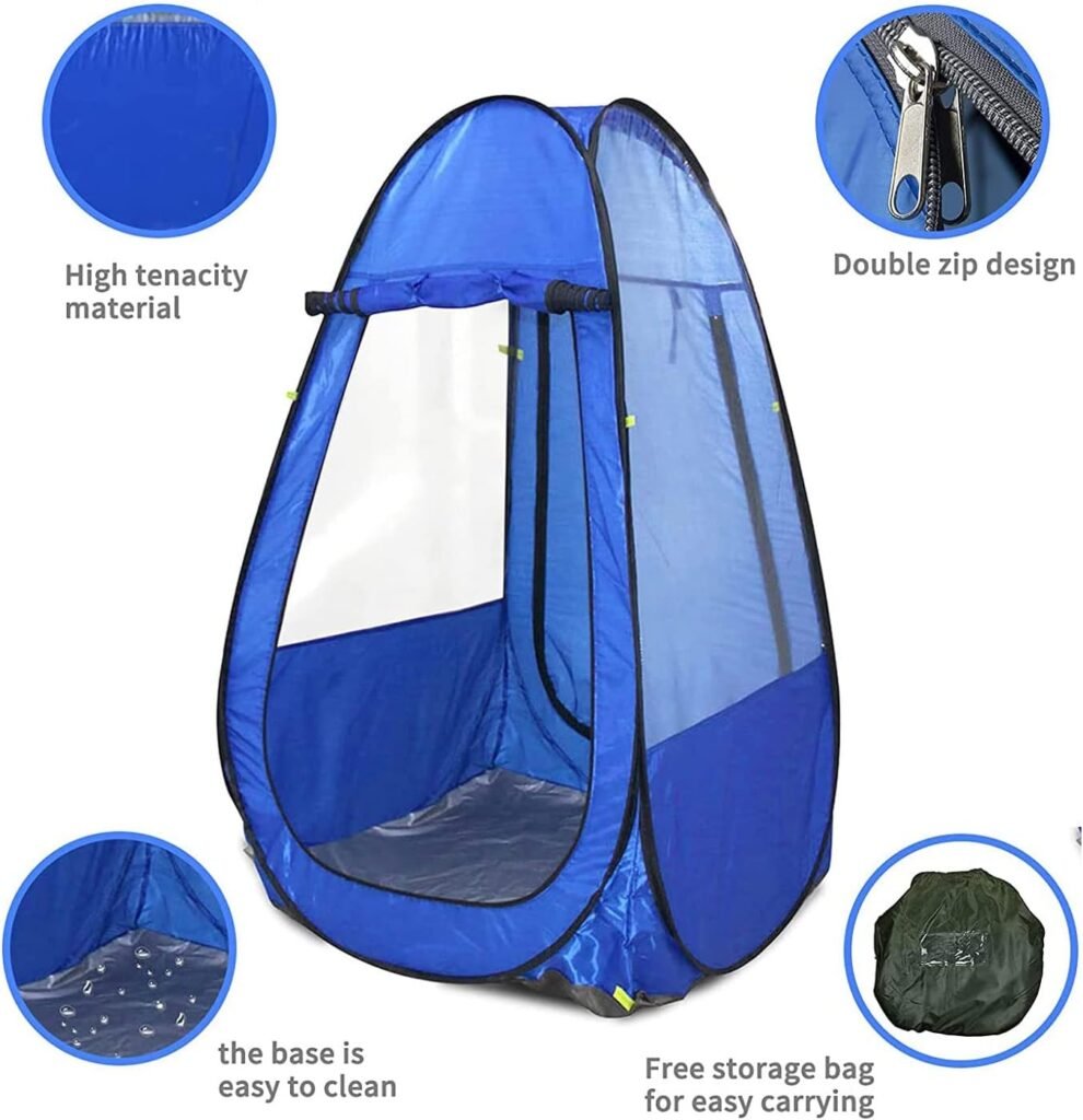 Sports Pop Up Tent for Shade | Personal Single Person Shelter Sport Tents Waterproof for Bad Weather, 2 Clear Sides, 2 Doors for Watching Events Games, for Camping Hiking Fishing Beach Outdoor