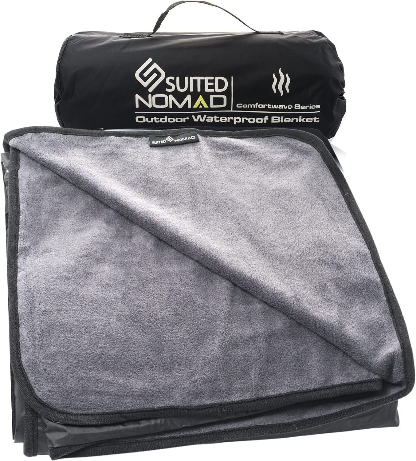 SUITEDNOMAD Large Waterproof Outdoor Stadium Blanket, Windproof and Warm Double Sided Fleece Throw, Great for Cold Weather Camping,Picnic,Sports,Festivals,Dogs