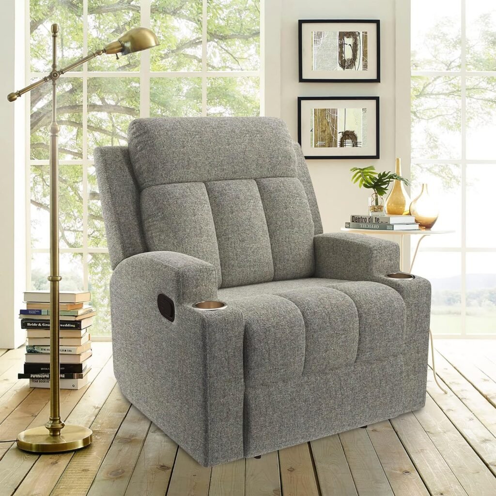 Sweet Home Stores Prada Recliner, w/Cupholders, Grey