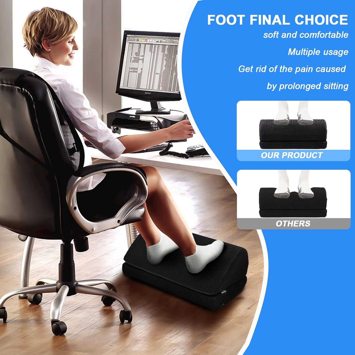 TALSTILA Foot Rest for Under Desk at Work, Office Desk Accessories - Foot Stool, Ergonomic Adjustable Memory Foam Footrest, Under Desk Footrest, for Office Desk  Office Chair - Back  Leg Pain Relief