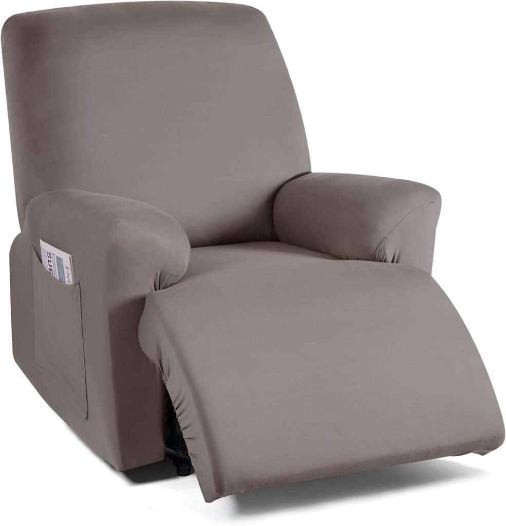 TAOCOCO Stretch Recliner Couch Covers 3-Pieces Style Recliner Chair Covers Recliner Cover for Reclining Chair Slipcovers Feature Fitted Soft Washable (1 Seat, Taupe)