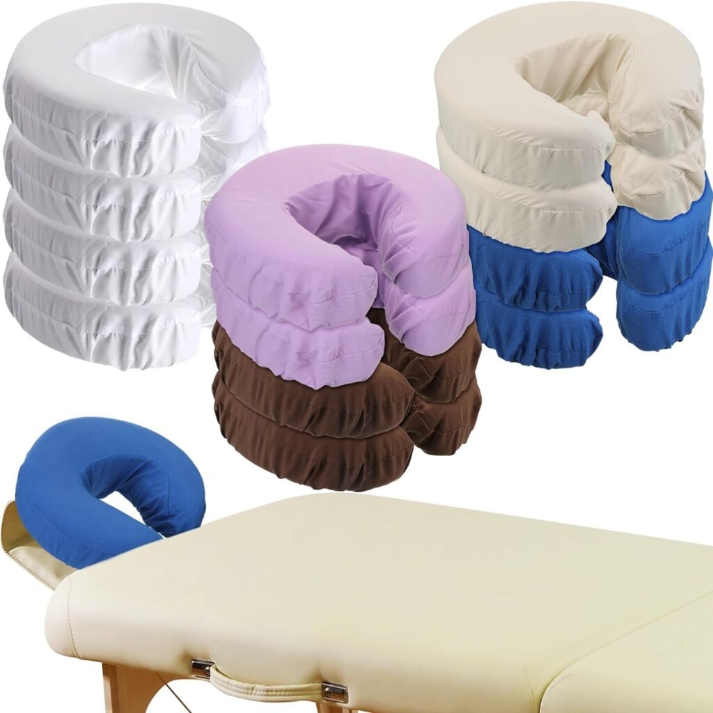 Tatuo 12 Pcs Face Cradle Covers for Massage Head Rest Covers Massage Bulk Microfiber Reusable Soft Thicker Massage Table Face Covers Oil Proof Headrest Cradle Sheets for Spa Beauty Salons (Colorful)