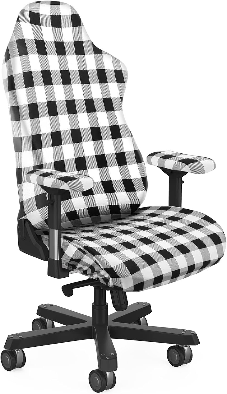 Tatuo Gaming Chair Covers with Armrest Cover Stretchy Polyester Computer Gaming Chair Slipcovers Gaming Racing Seat Chair Protector for Armchair, Swivel Chair, Gaming Chair (Black and White Check) : Home  Kitchen