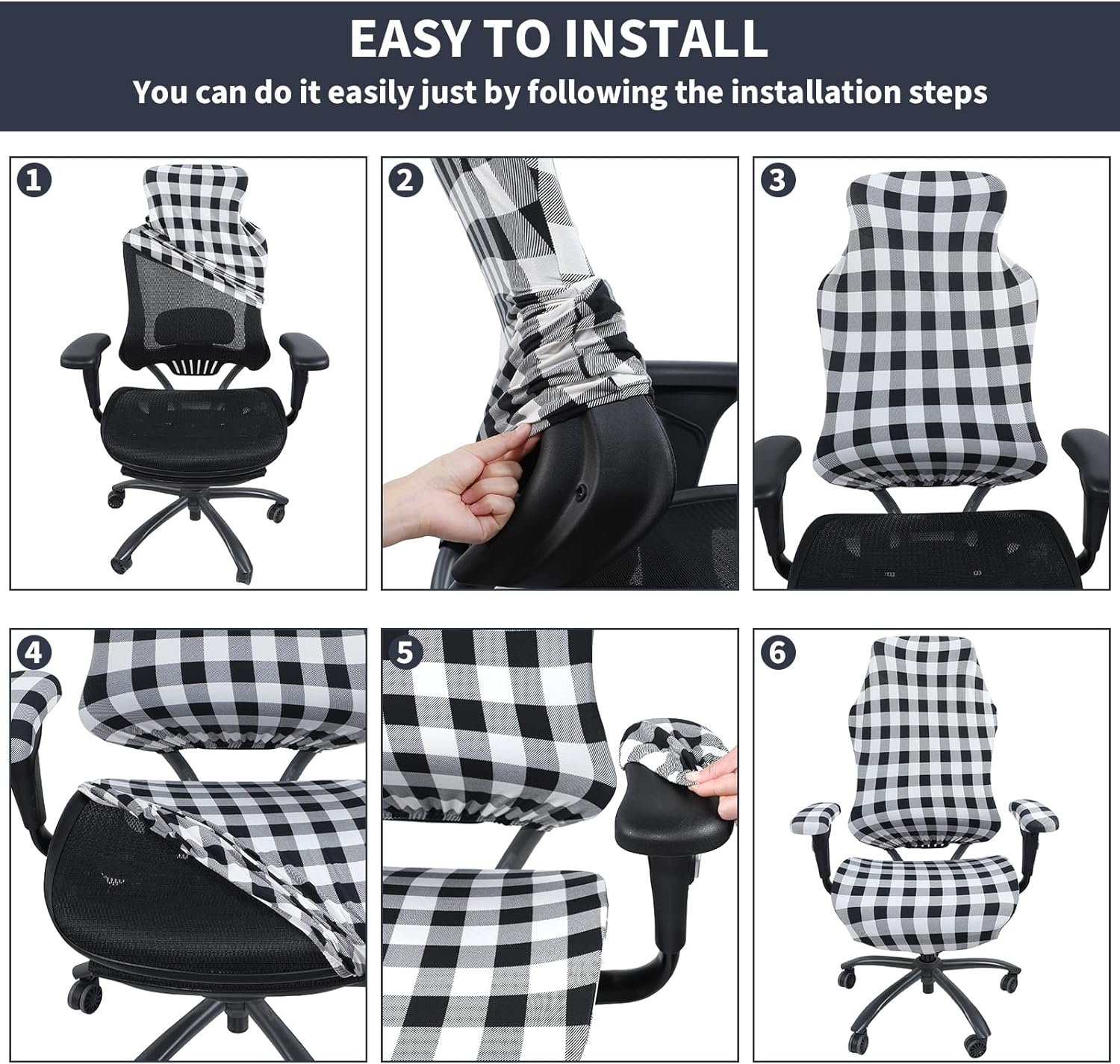 Tatuo Gaming Chair Covers with Armrest Cover Stretchy Polyester Computer Gaming Chair Slipcovers Gaming Racing Seat Chair Protector for Armchair, Swivel Chair, Gaming Chair (Black and White Check) : Home  Kitchen