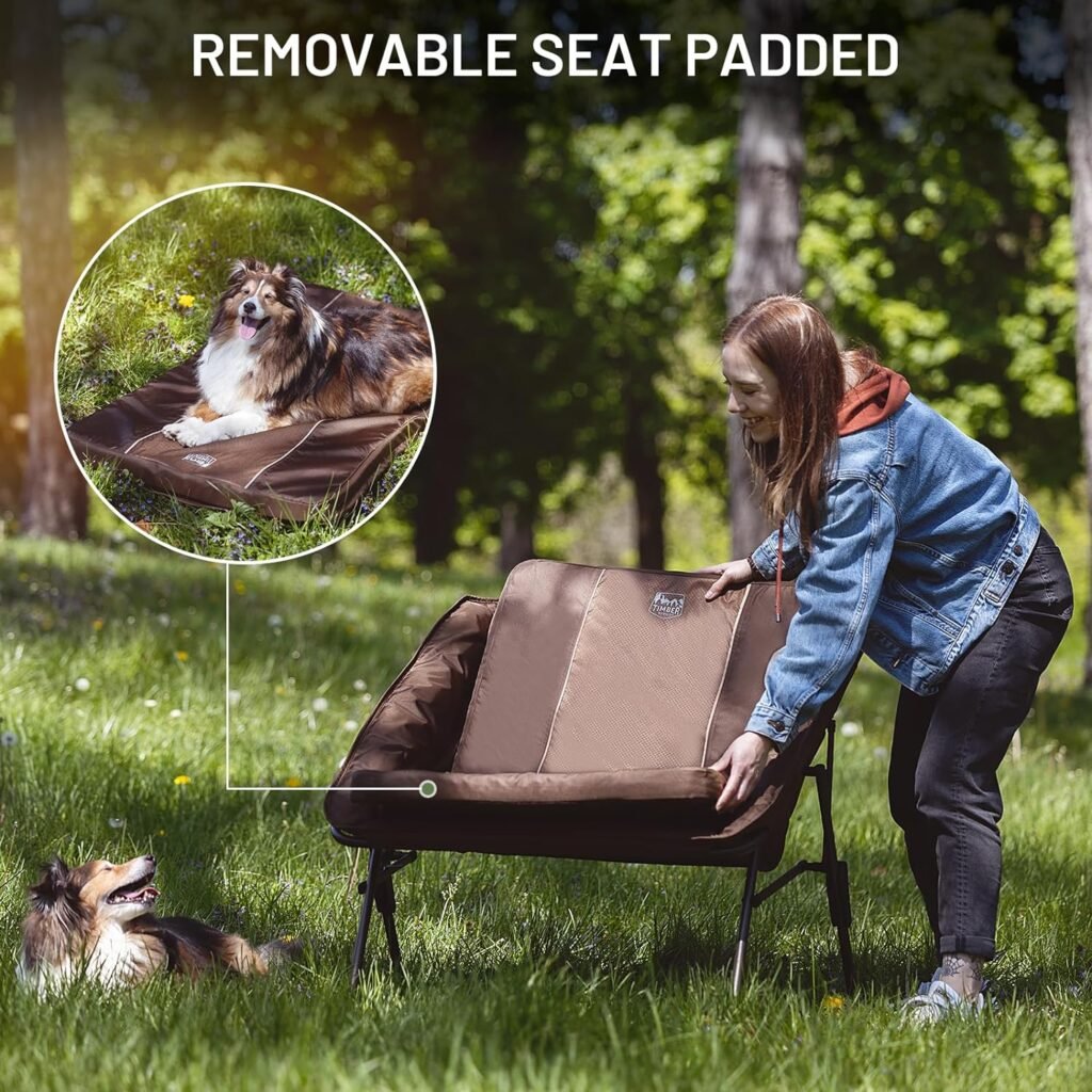 TIMBER RIDGE Folding Outside with Removable Seat Padded Camp Chairs for Adults, Supports 225LBS, Ideal Gift for Pet Owner