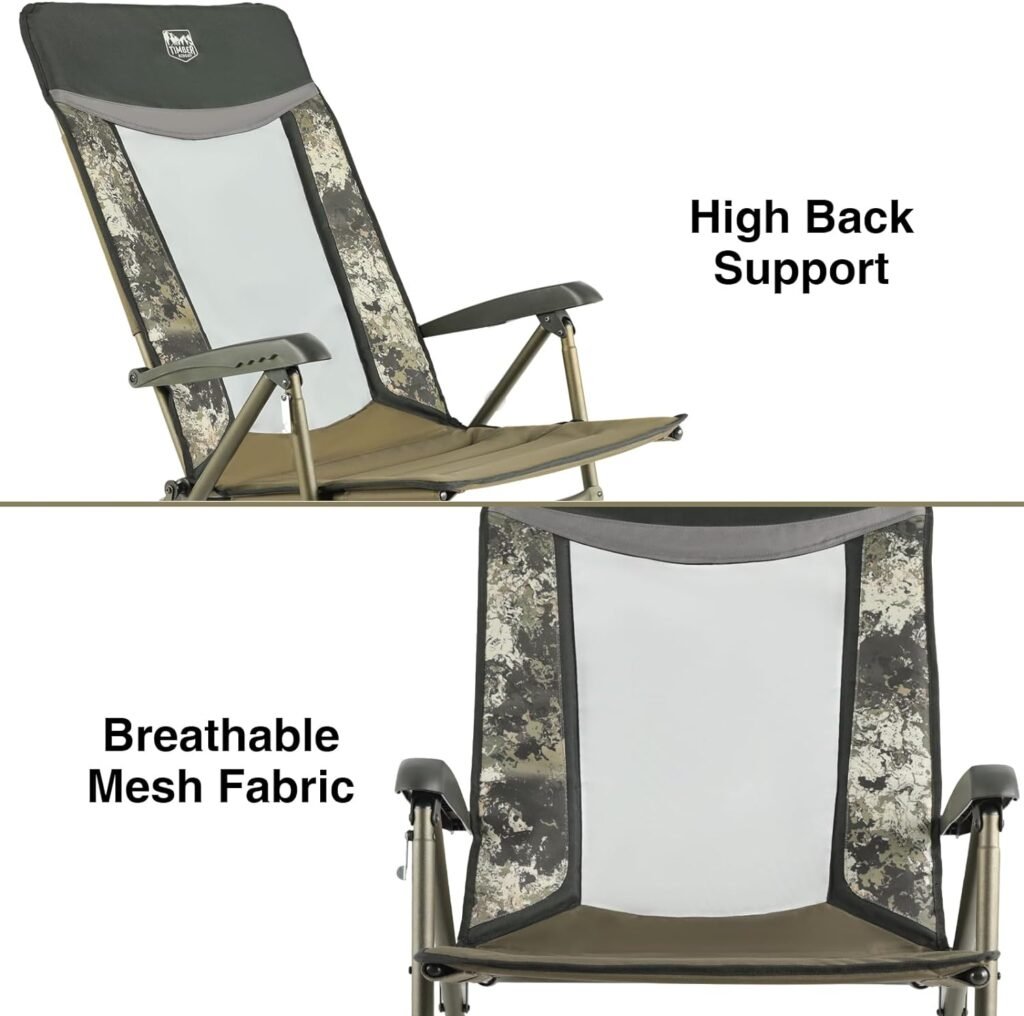 TIMBER RIDGE Portable High Back Rocking Camping Adults Patio Rocker Chair Foldable with Armrest for Lawn, Yard, Indoor, Support up to 300 lbs, Camo