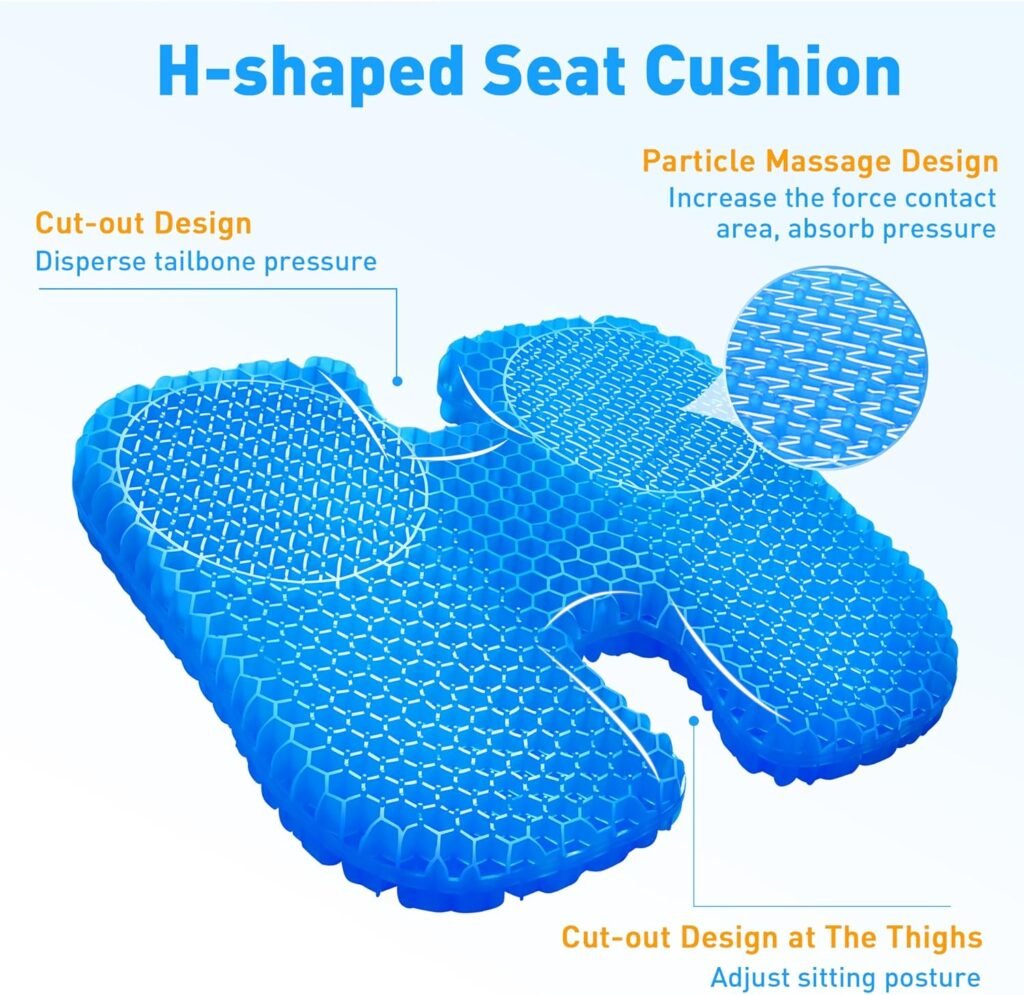 TITIROBA Gel Seat Cushions (Super Large) U-Shaped Soft Chair Pad with Non-Slip Cover for Hemorrhoids Tailbone Pain Pressure Relief Office Products Car Desk Wheelchair Pregnancy Yoga