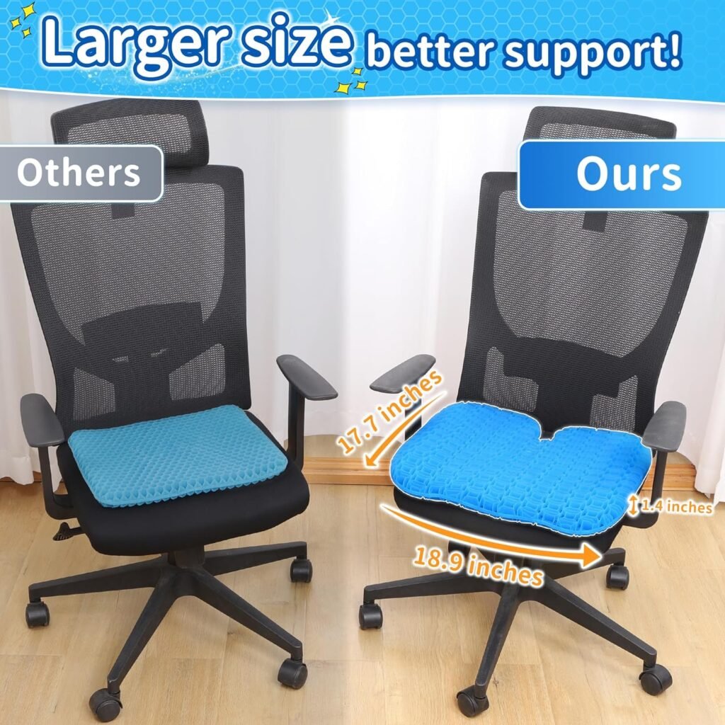 TITIROBA Gel Seat Cushions (Super Large) U-Shaped Soft Chair Pad with Non-Slip Cover for Hemorrhoids Tailbone Pain Pressure Relief Office Products Car Desk Wheelchair Pregnancy Yoga