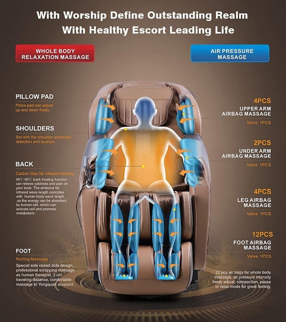 Vvlo Luxury Leisure Massage Chair Full Body 4D Massage Chair SL Track Zero Gravity Shiatsu Massage Chair with Robot Hand Electric AI Smart Recliner for Home Office