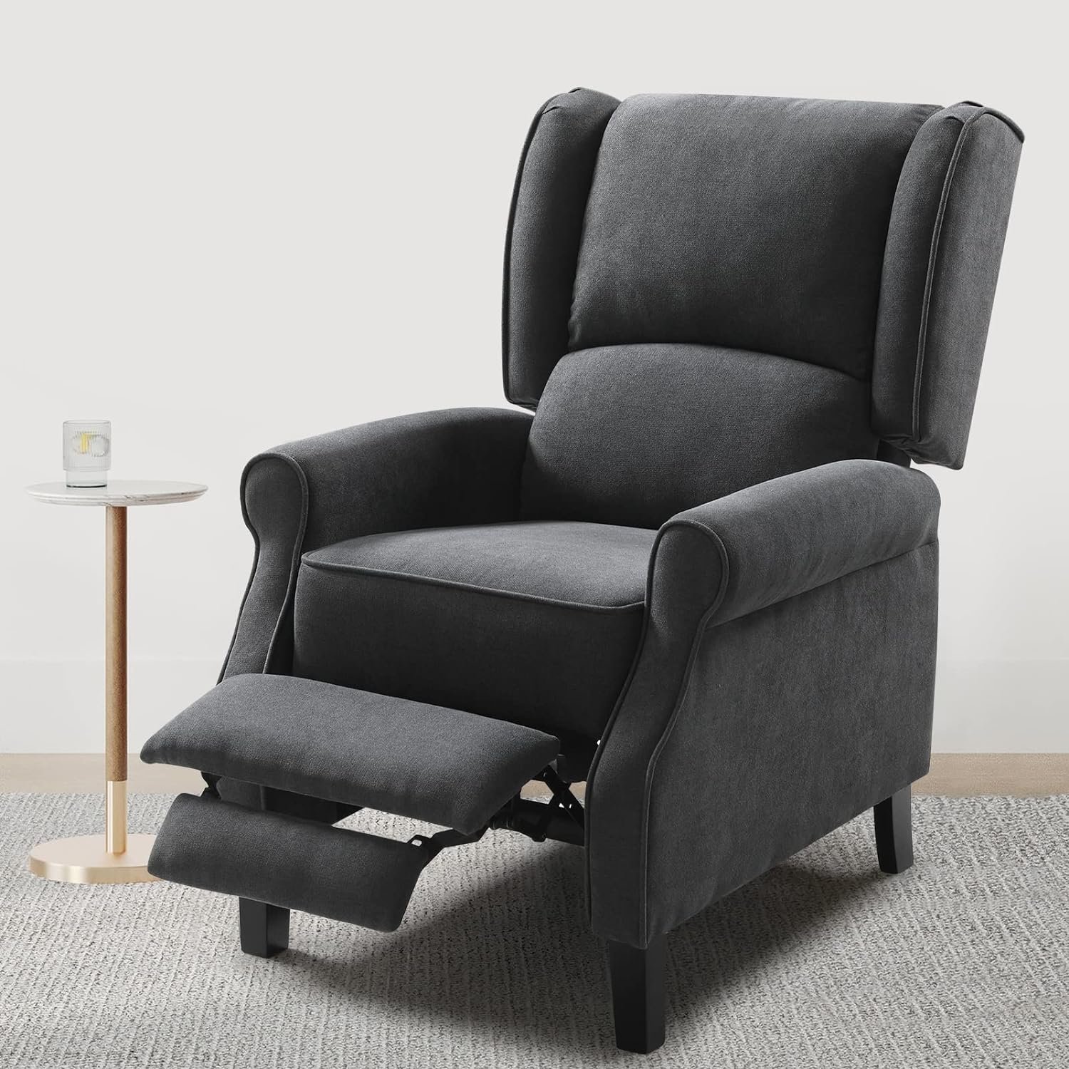 WARM HARBOR Fabric Wingback Recliner Chair for Living Room, Tufted Reading Chairs for Adults with Heat and Massage,Lazy Boy Recliners Chairs for Small Space,Lounge Chair(Grey)