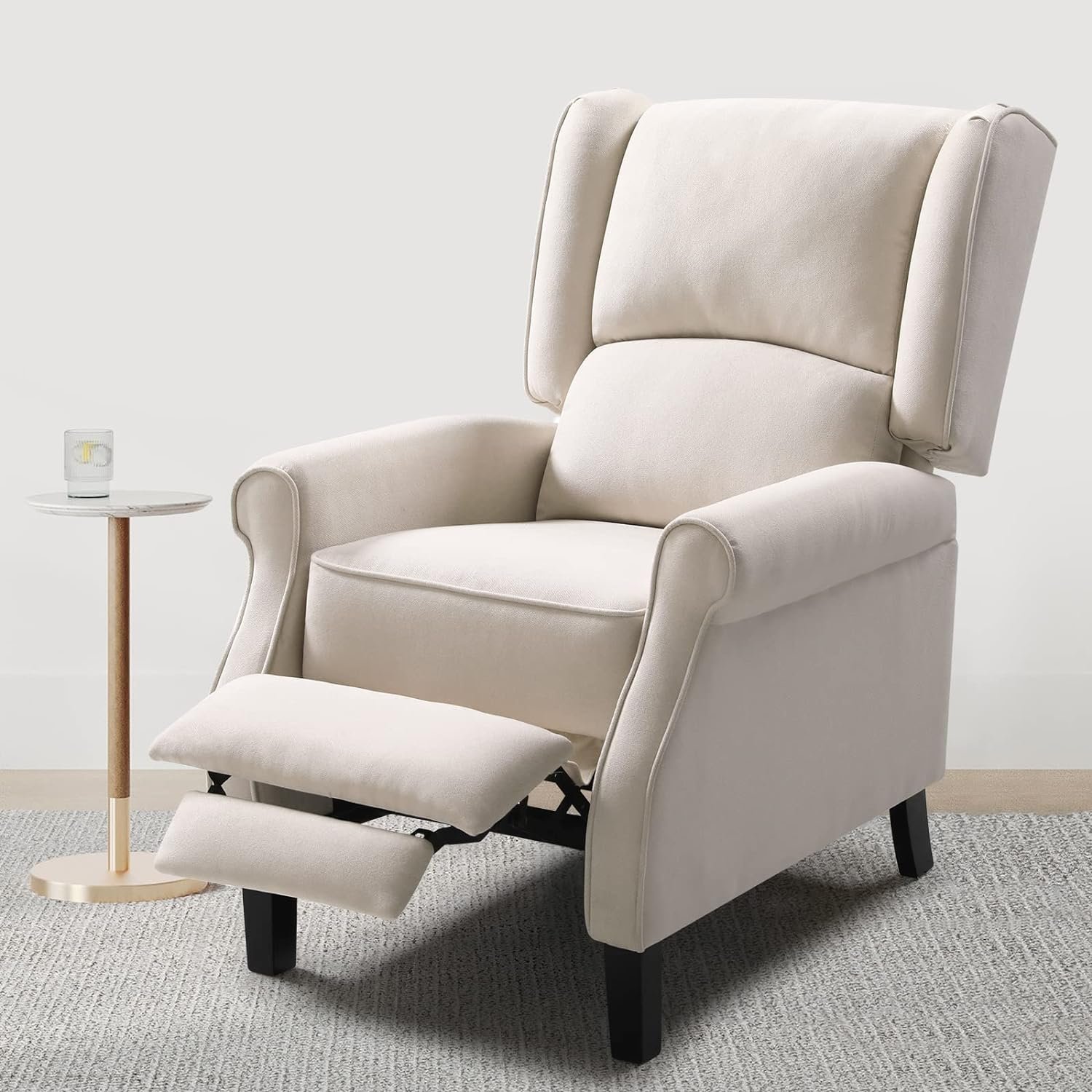 WARM HARBOR Fabric Wingback Recliner Chair for Living Room, Tufted Reading Chairs for Adults with Heat and Massage,Lazy Boy Recliners Chairs for Small Space,Lounge Chair(Grey)