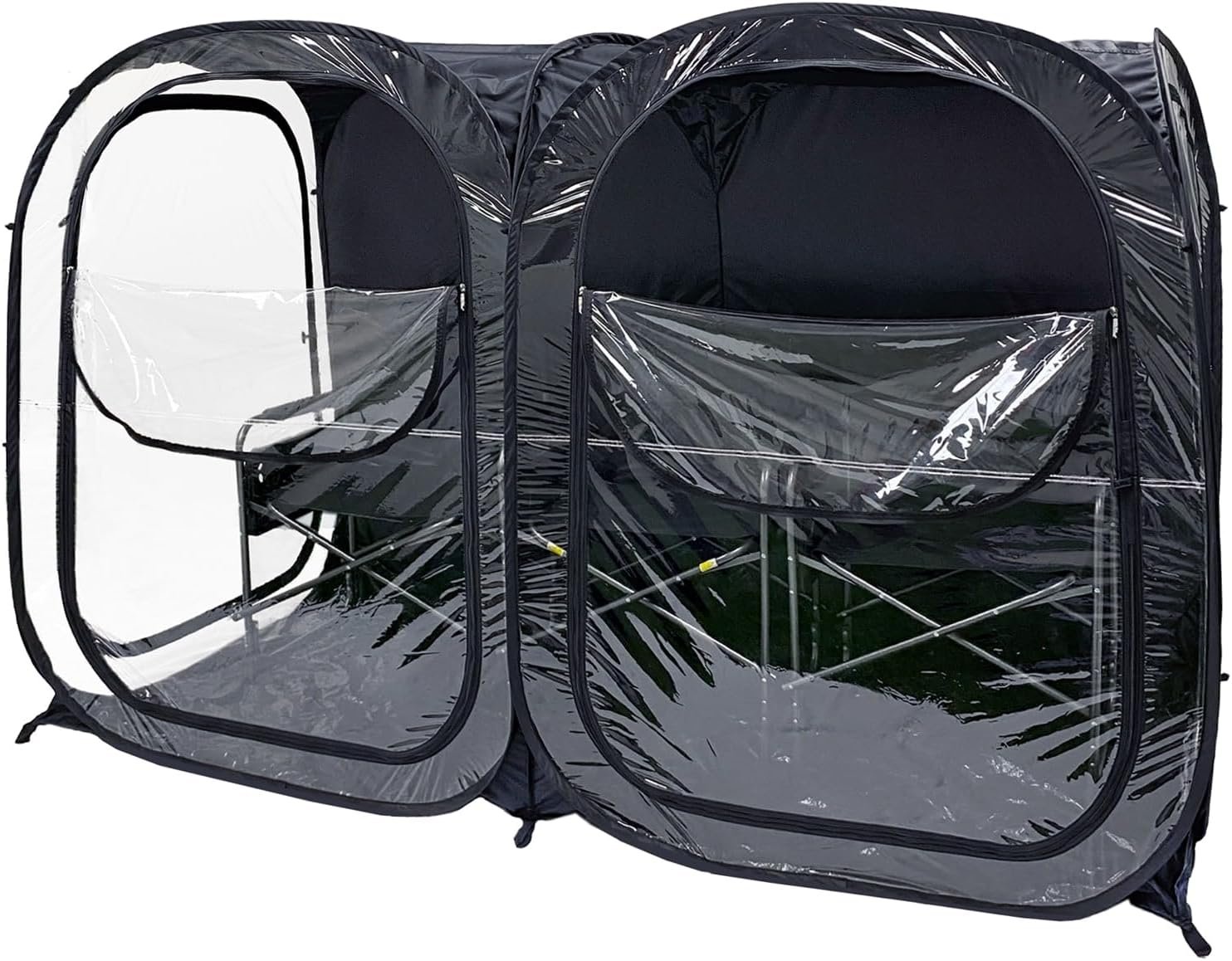 WeatherPod Pop Up Spectator Pod for Up To 3 People – Extra Large Weatherproof Pop-Up Weather Pod for up to 4 People–Lightweight, Easy Open  Close – Protection from Cold, Wind and Rain–92”x46” - Black