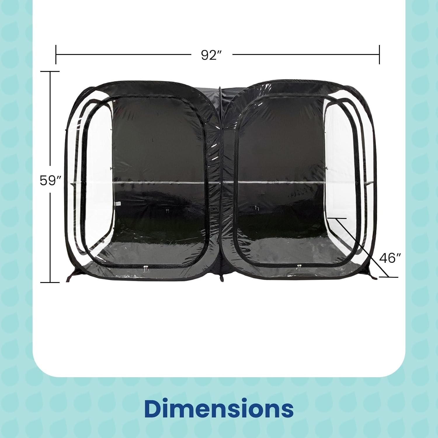 WeatherPod Pop Up Spectator Pod for Up To 3 People – Extra Large Weatherproof Pop-Up Weather Pod for up to 4 People–Lightweight, Easy Open  Close – Protection from Cold, Wind and Rain–92”x46” - Black