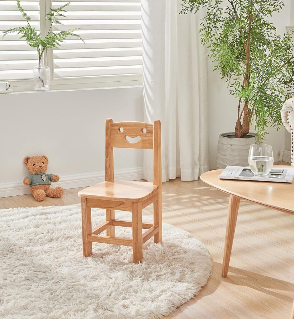 woJKod Rubber Wood Solid Wood Children Chair for Kids, Kindgarten and Kids Home Furniture-Couple Set(2 Different Chairs)