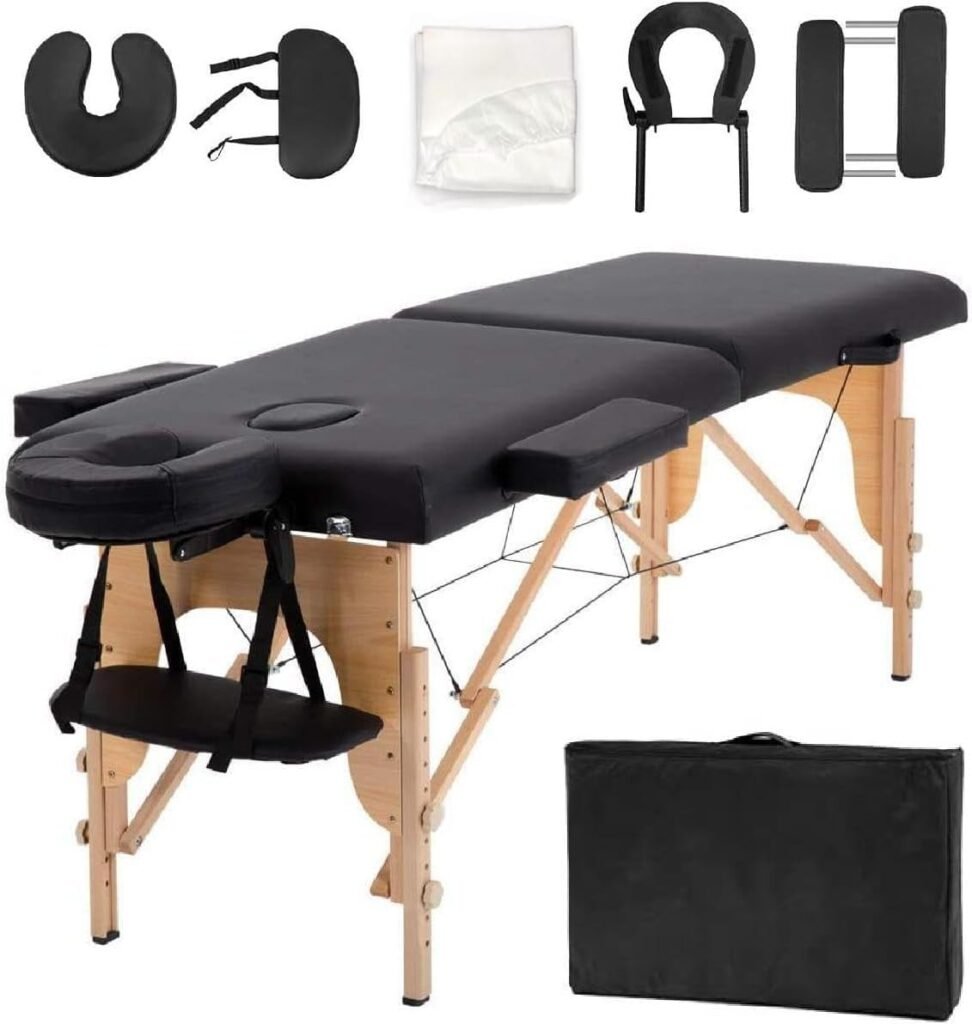 X-PROSS XPS-CMTT01-PRO Table Massage 75 Long Portable 2 Folding W/Carry Case Tattoo/SPA Bed 72 x 24 x 34, Black