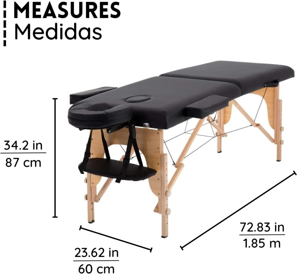 X-PROSS XPS-CMTT01-PRO Table Massage 75 Long Portable 2 Folding W/Carry Case Tattoo/SPA Bed 72 x 24 x 34, Black