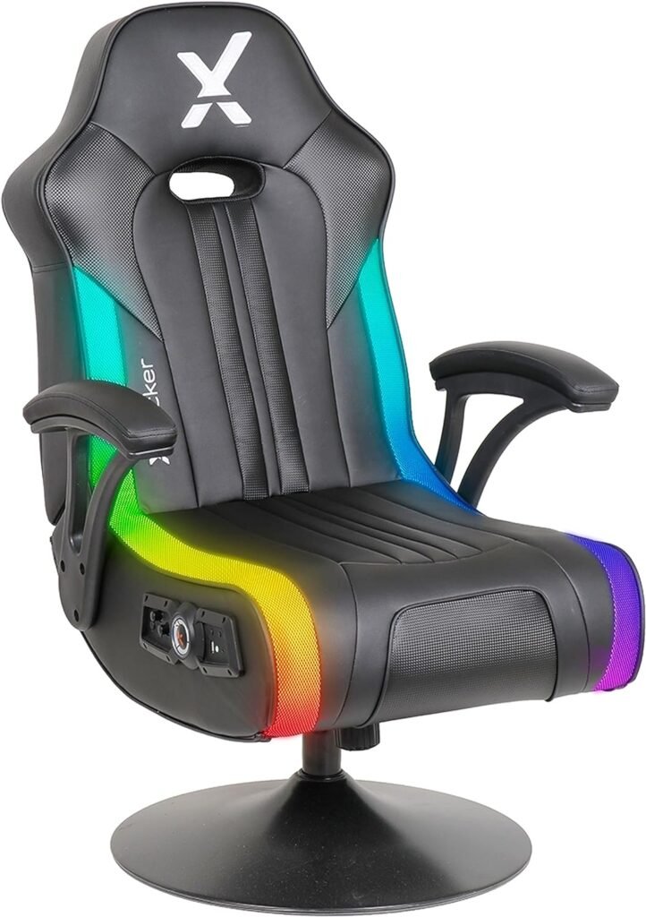 X Rocker Pedestal Gaming Chair, Use with All Major Gaming Consoles, Mobile, TV, PC, Smart Devices, with Armrest, Bluetooth Audio, Headrest Mounted Speakers, Subwoofer, Foldable