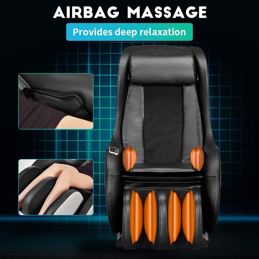 Zero Gravity Full Body Electric Shiatsu Massage Chair Recliner with Heat Therapy Warm Massaging Rollers Air Pressure Massage L-Track Stretch Wireless Bluetooth Speaker USB Charger