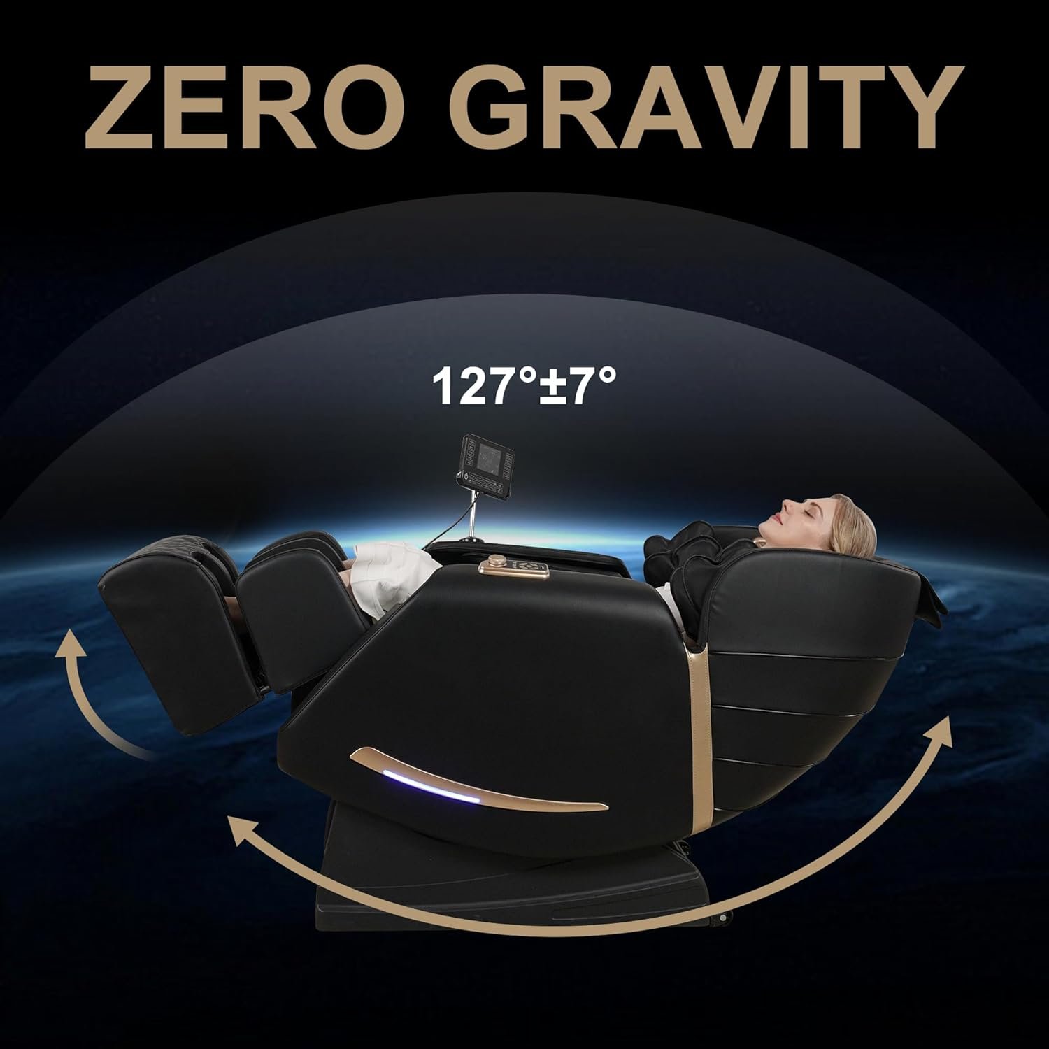 Zero Gravity Full Body Massage Chair with Smart Control Panels, Large Screen, and Rotary Switch - Spot Kneading, Heating, Airbag Coverage - Bluetooth Speaker - Ideal for Home and Office