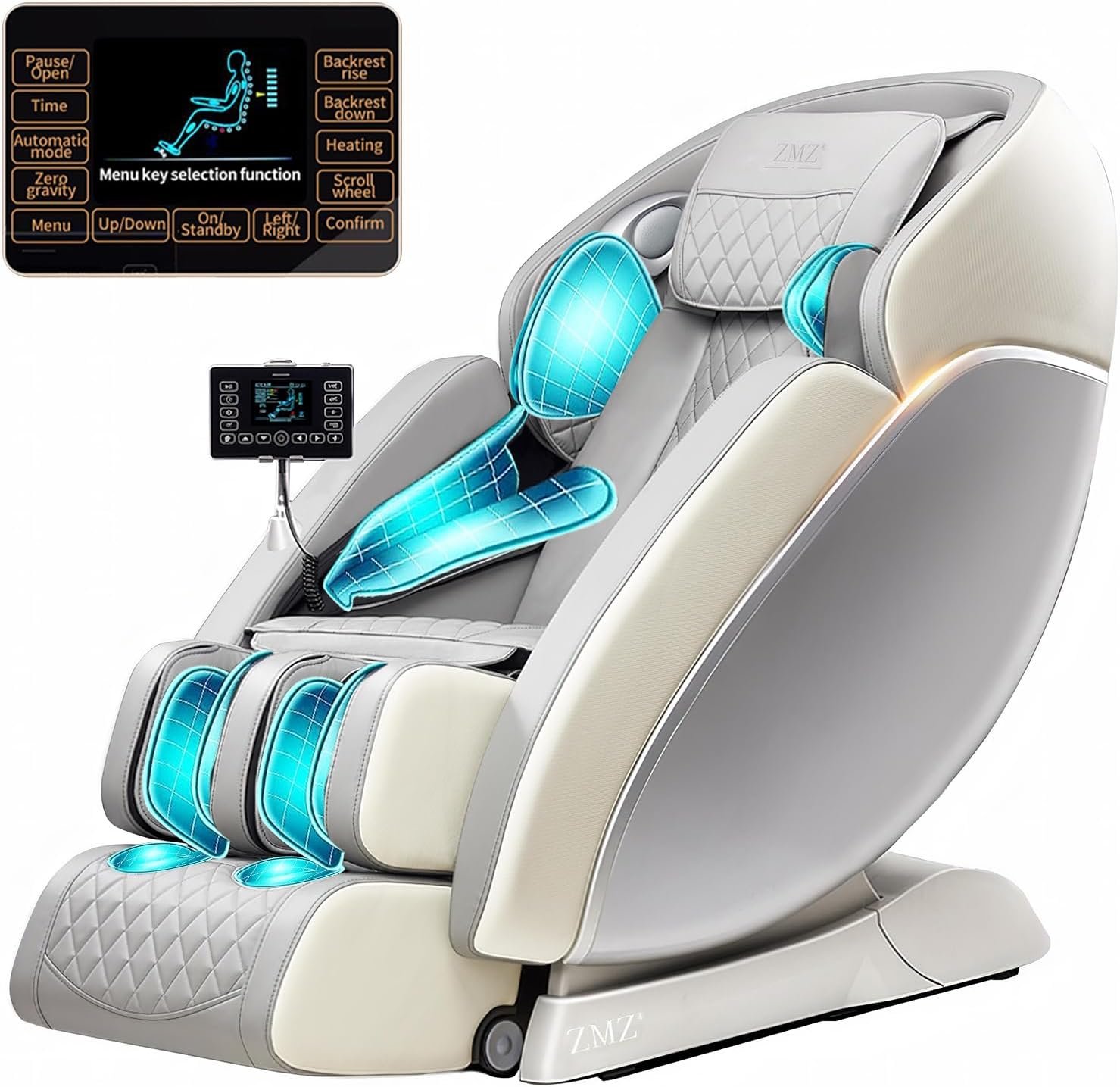 ZMZ 4D SL Track Massage Chair Recliner, Full Body Massage Chair with Zero Gravity, Bluetooth Speaker, Airbags,6 Modes, Heating, and Foot Massage