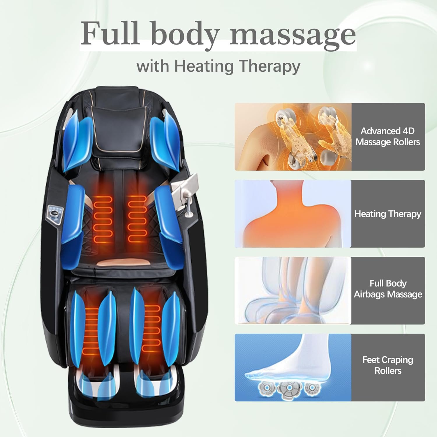 4D Massage Chair Full Body Zero Gravity Thai Stretching with 57 Dual-core SL Track, 12 Auto Massage Mode, Body Scaning, AI Voice  14 HD Control, Built-in Heat, Shortcut Key, Bluetooth