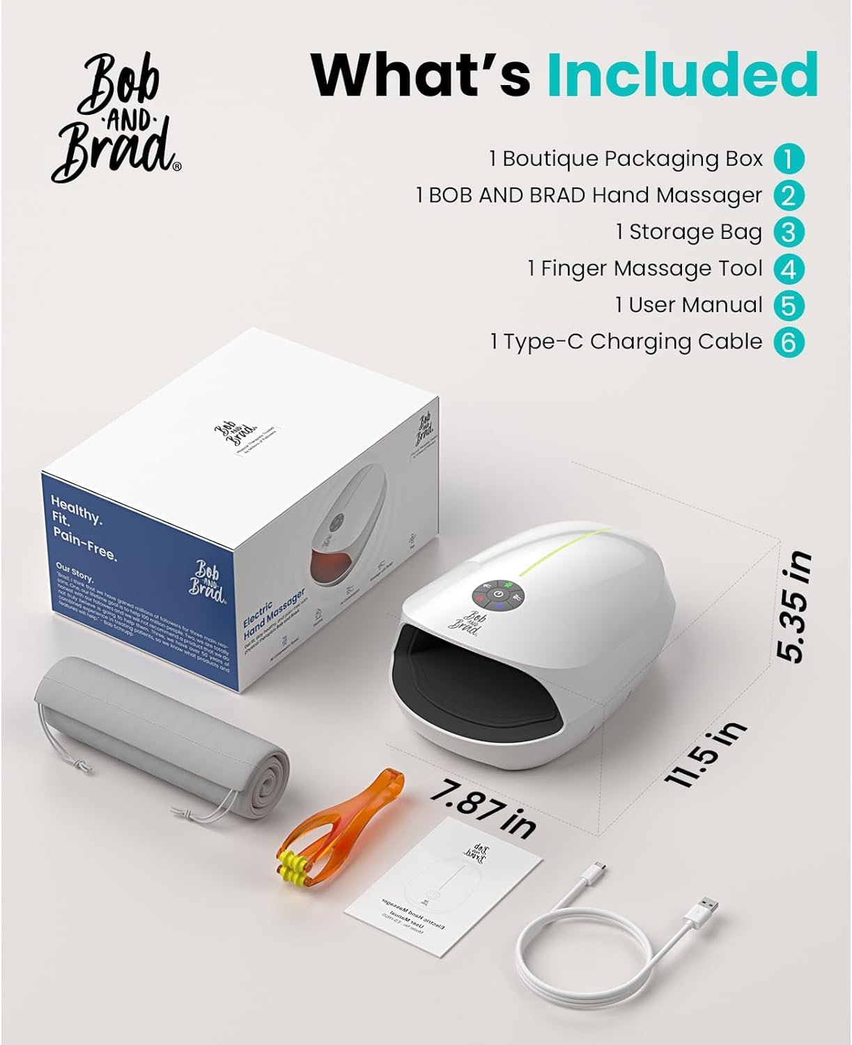 BOB AND BRAD Hand Massager with Auto-Roller Massage, Cordless Handheld Massager Machine with Heat and Compression, Electric Hand Massager Tool for Arthritis and Carpal Tunnel Ball