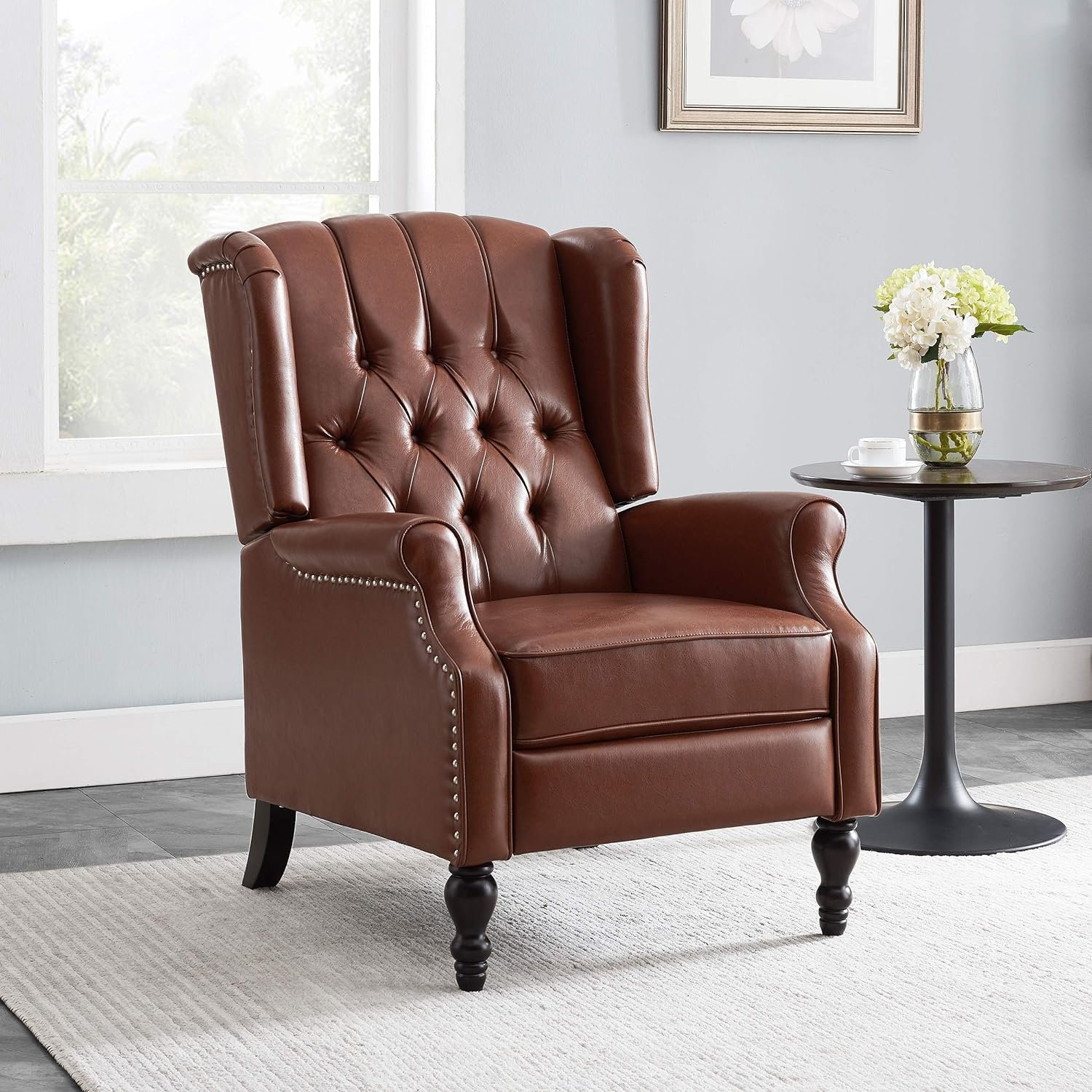 Christopher Knight Home Randy Contemporary Tufted Recliner, Cognac Brown, Dark Brown 62D x 28.5W x 29H Inch
