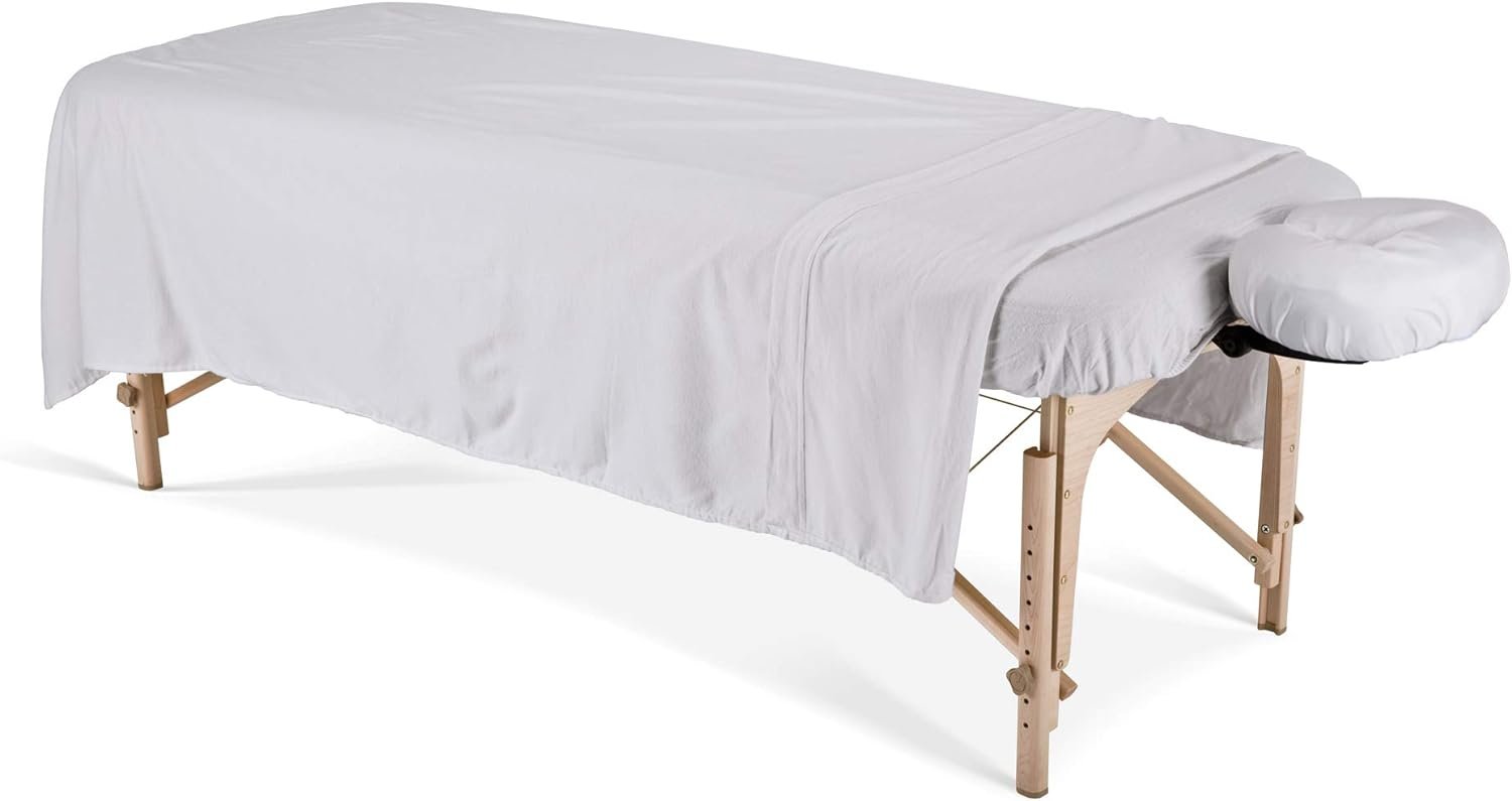 EARTHLITE DURA-Luxe Flannel Massage Table Sheet Set – Durable, Soft, Luxurious Comfort, Double-Napped Top Sheet, Fitted Sheet  Crescent Cover