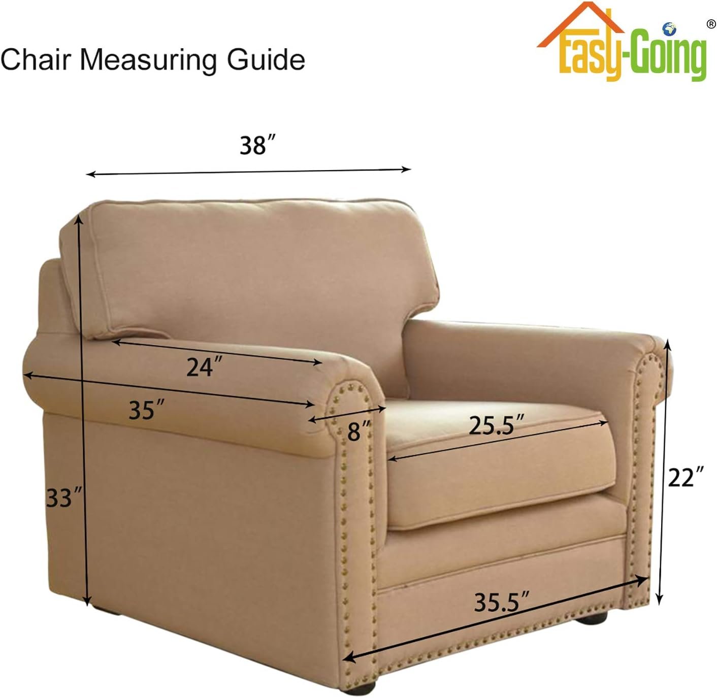 Easy-Going Stretch Chair Sofa Slipcover 1-Piece Couch Sofa Cover Furniture Protector Soft with Elastic Bottom for Kids, Pet. Spandex Jacquard Fabric Small Checks (Chair, Dark Gray)