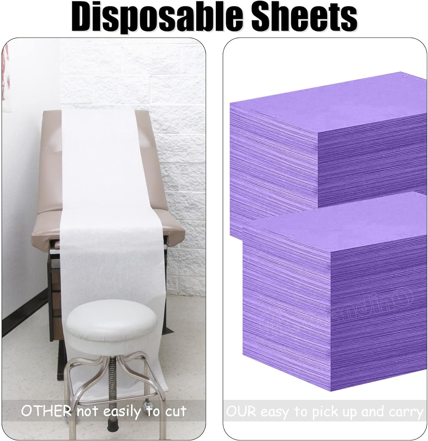 Framendino, 50 Pack Purple Disposable Massage Table Sheets Waterproof Non Woven Fabric Breathable Bed Cover for Salon Chair Hotel Lash Beds 31x70