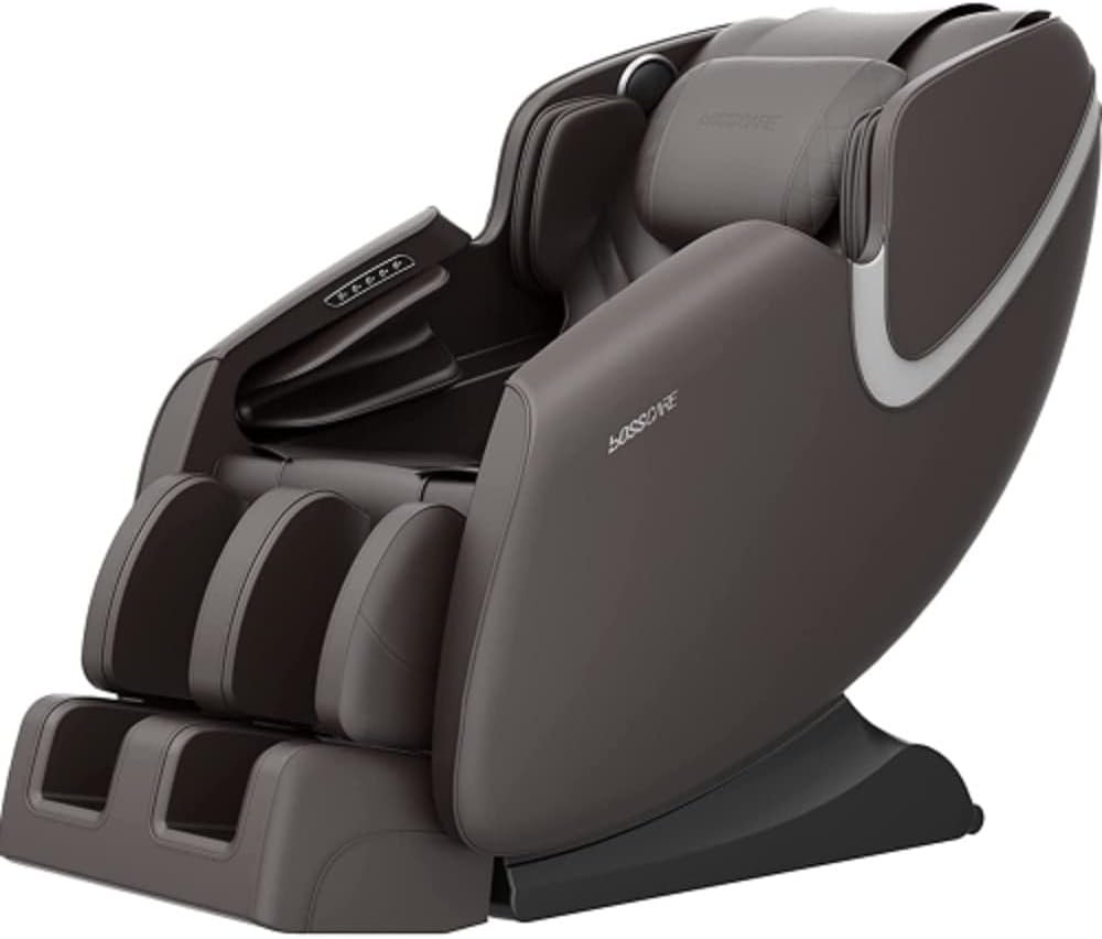 Full Body Massage Chair Zero Gravity with Bluetooth Speaker in Brown Leather