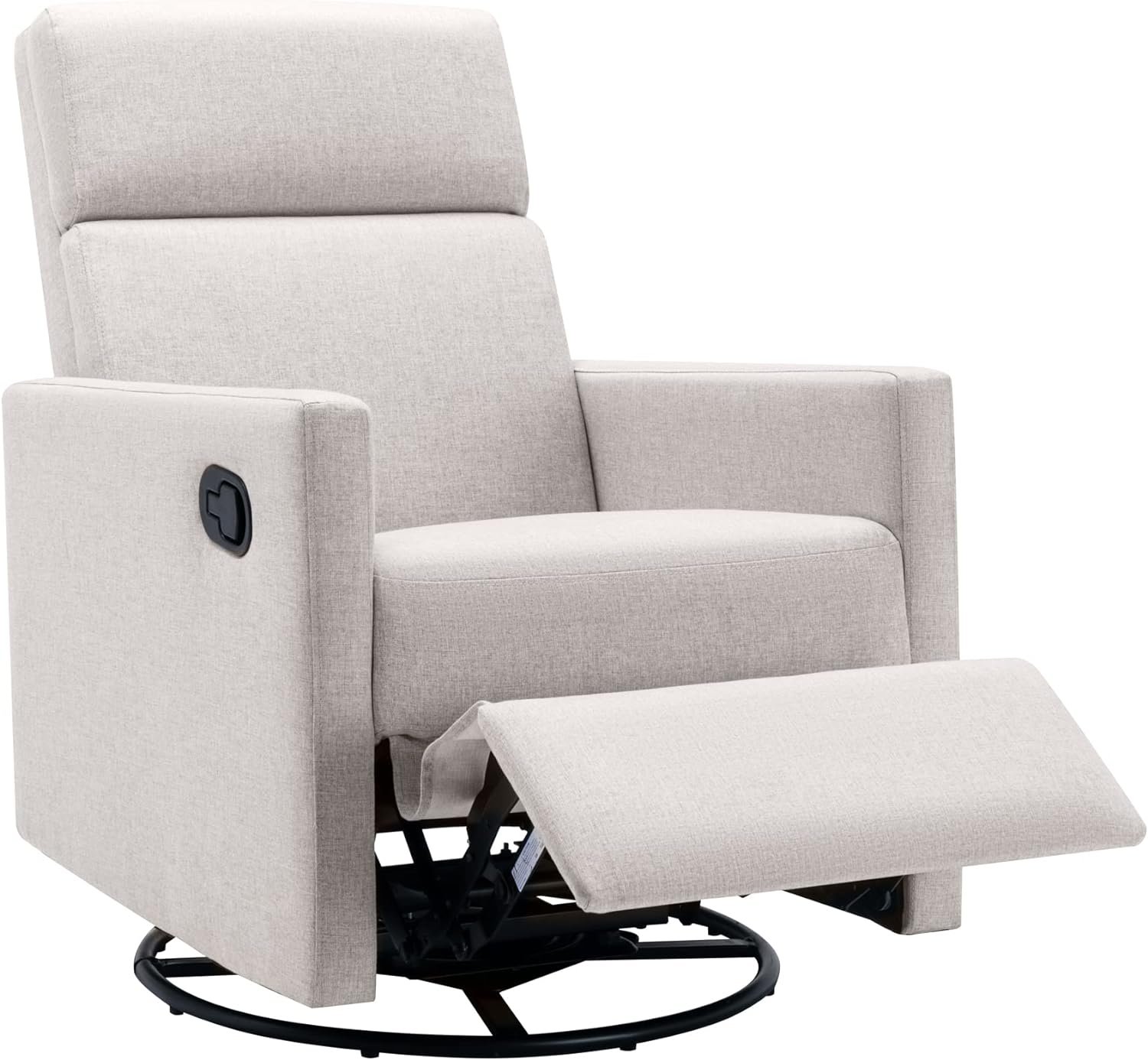 LUMISOL Modern Swivel Glider Rocker Recliner, Manual Recliner Gliders for Nursery, Upholstered Glider Reclining Chair with Tall Back for Living Room, Bedroom, Beige