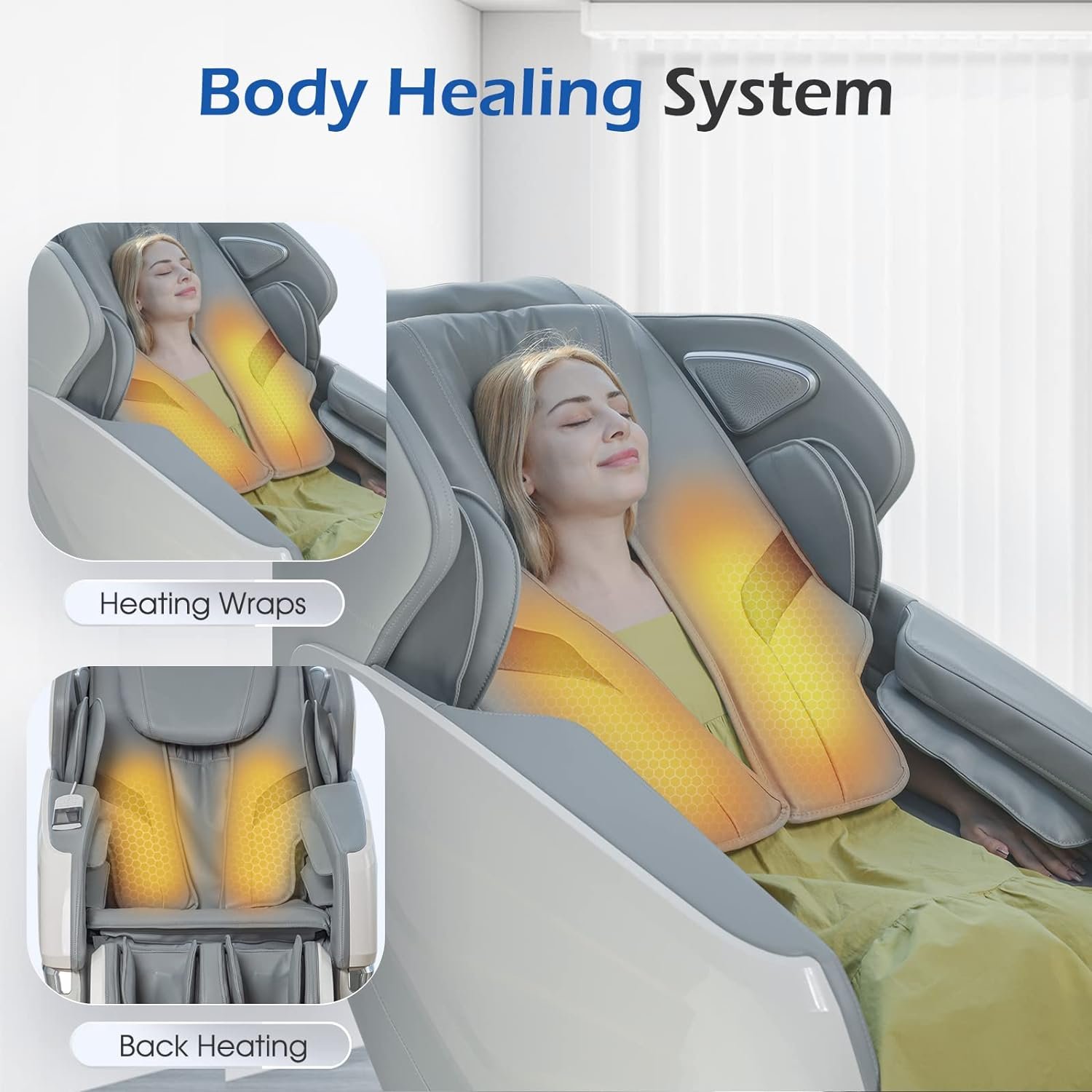 Massage Chair SL Track Massage Chair Recliner, Zero Gravity Full Body Airbag Massage Chair with Body Scan Bluetooth Heat AI Control Foot Roller Handrail Shortcut Key, R8686 Gary