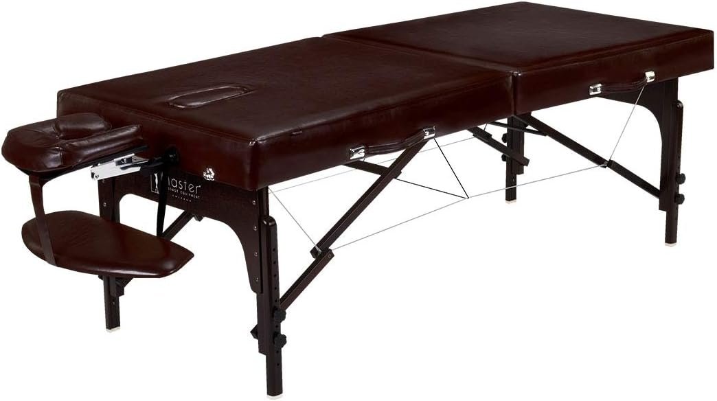 Master Supreme Massage 31 Inch Extra Wide Portable Massage Table, Supreme LX SPA Salon Facial Beauty Bed, Easy Set Up, 3 Thick of Memory Foam, PU Upholstery (Coffee)