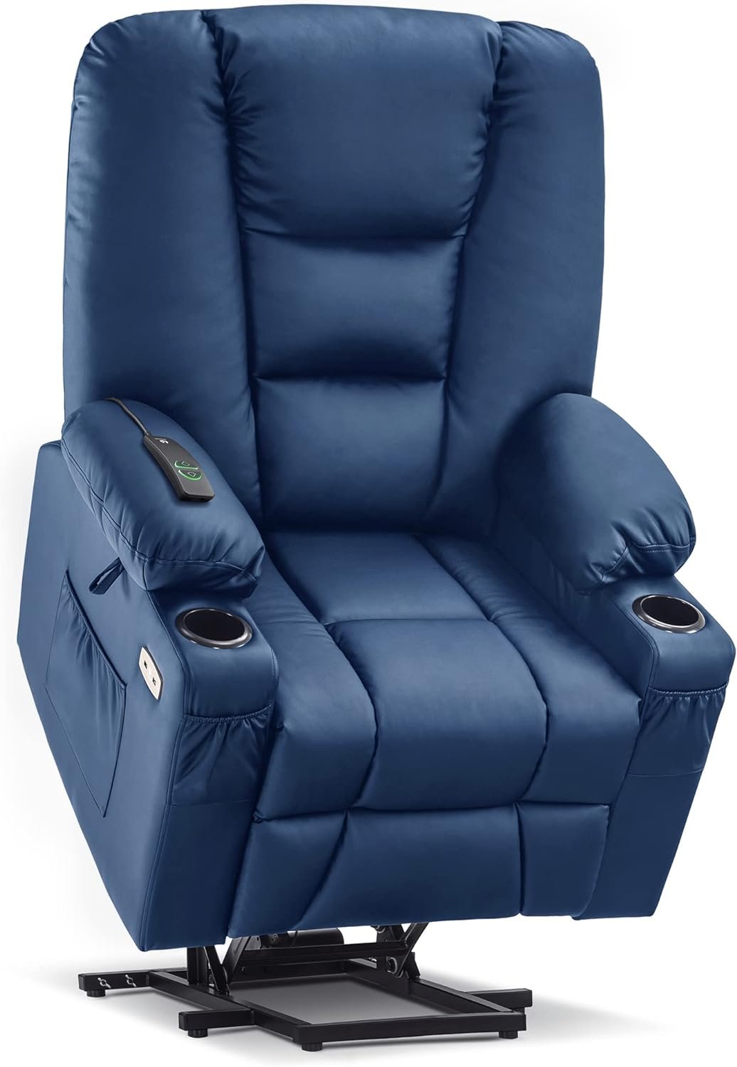MCombo Power Lift Recliner Chair with Massage and Heat for Elderly People, Faux Leather 7519 (Medium, Dark Brown)