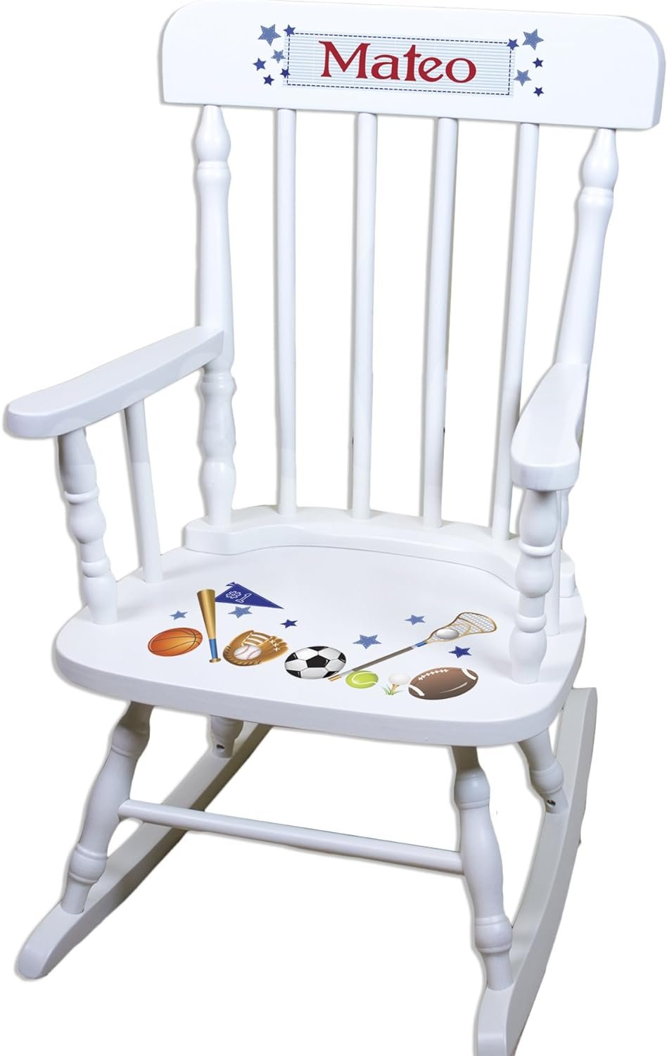 My Bambino Childrens Personalized White Sports Rocking Chair