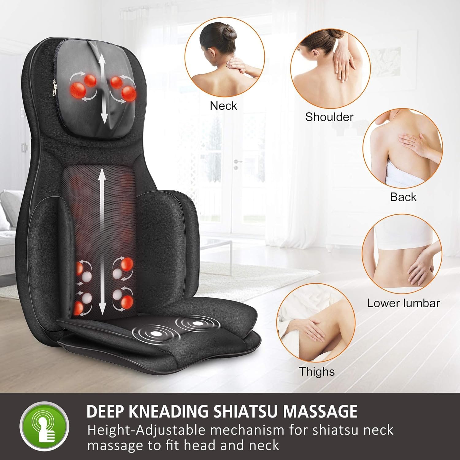 Snailax Shiatsu Air Compression Back Massager Foot Massager Bundle, Massage Chair Spot Massage for Neck and Back, Vibration Massage Seat Cushion